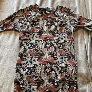 Mini Market Womens Gray Black Floral Crew Neck Tunic Shirt Dress